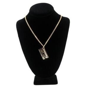 Premium Label Gold Bad Habits Razor Blade Charm .925 18k Plaquette Necklace